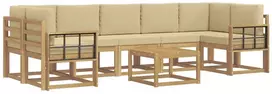 Lauko baldų komplektas Lauko sofos komplektas 6 vnt. 7 vietos Balta ir kreminė