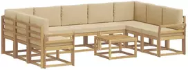Lauko baldų komplektas Lauko sofos komplektas 10 vnt. 9 vietos Balta ir kreminė