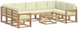 Lauko baldų komplektas Lauko sofos komplektas 10 vnt. 9 vietos Balta ir kreminė