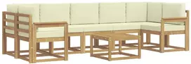 Lauko baldų komplektas Lauko sofos komplektas 6 vnt. 7 vietos Balta ir kreminė