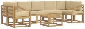 Lauko sofos komplektas 6 vnt. 7 vietos Balta ir kreminė