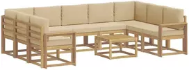 Lauko baldų komplektas Lauko sofos komplektas 10 vnt. 9 vietos Balta ir kreminė
