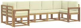 Lauko sofos komplektas 7 vnt. 7 vietos Balta ir kreminė