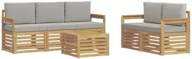 Lauko baldų komplektas Lauko sofos komplektas 6 vnt. 5 vietos Balta ir šviesiai pilka