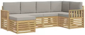 Lauko baldų komplektas Lauko sofos komplektas 6 vnt. 5 vietos Balta ir šviesiai pilka