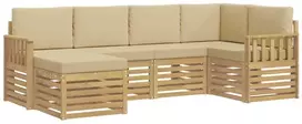 Lauko baldų komplektas Lauko sofos komplektas 6 vnt. 5 vietos Balta ir kreminė