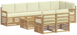 Lauko baldų komplektas Lauko sofos komplektas 9 vnt. 8 vietos Balta ir kreminė