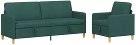 Sofa Sofos komplektas su saugojimu 2 vnt. Tamsiai žalia Poliesteris