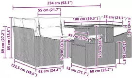 Sodo Sofų Rinkinys 7 vnt. 6-Vietų skaičius Juoda ir žalia