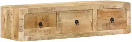 Prie sienos montuojama televizoriaus spintelė, 100x32x25 cm, masyvi mango mediena