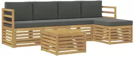 Lauko baldų komplektas Lauko sofos komplektas 6 vnt. 5 vietos Balta ir antracito