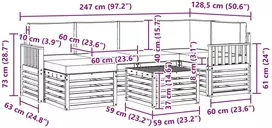 Lauko baldų komplektas Lauko sofos komplektas 7 vnt. 5 vietos Balta ir kreminė