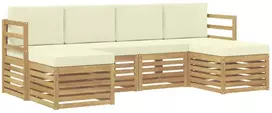 Lauko baldų komplektas Lauko sofos komplektas 6 vnt. 6 vietos Balta ir kreminė