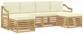 Lauko baldų komplektas Lauko sofos komplektas 6 vnt. 6 vietos Balta ir kreminė