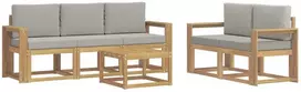 Lauko baldų komplektas Lauko sofos komplektas 6 vnt. 5 vietos Balta ir šviesiai pilka