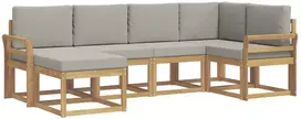 Lauko baldų komplektas Lauko sofos komplektas 6 vnt. 6 vietos Balta ir šviesiai pilka