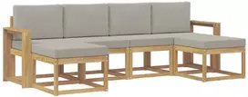 Lauko baldų komplektas Lauko sofos komplektas 6 vnt. 6 vietos Balta ir šviesiai pilka