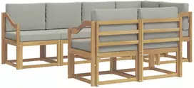 Lauko sofos komplektas 7 vnt. 7 vietos Balta ir šviesiai pilka