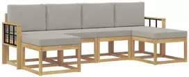 Lauko baldų komplektas Lauko sofos komplektas 6 vnt. 6 vietos Balta ir šviesiai pilka