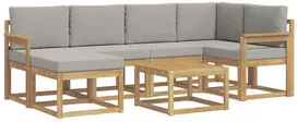 Lauko baldų komplektas Lauko sofos komplektas 7 vnt. 6 vietos Balta ir šviesiai pilka