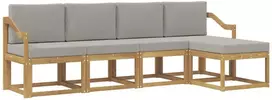 Lauko baldų komplektas Lauko sofos komplektas 5 vnt. 5 vietos Balta ir šviesiai pilka