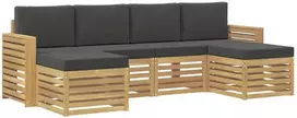 Lauko baldų komplektas Lauko sofos komplektas 6 vnt. 6 vietos Balta ir antracito
