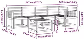 Lauko baldų komplektas Lauko sofos komplektas 6 vnt. 5 vietos Balta