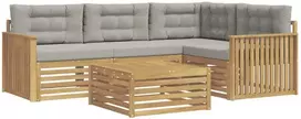 Lauko baldų komplektas Lauko sofos komplektas 5 vnt. 4 vietos Balta ir šviesiai pilka