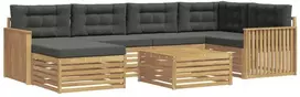 Lauko baldų komplektas Lauko sofos komplektas 7 vnt. 6 vietos Balta ir antracito