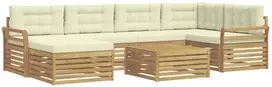 Lauko baldų komplektas Lauko sofos komplektas 7 vnt. 6 vietos Balta ir kreminė