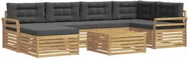 Lauko sofos komplektas 7 vnt. 6 vietos Balta ir antracito