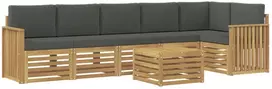 Lauko baldų komplektas Lauko sofos komplektas 7 vnt. 6 vietos Balta ir antracito