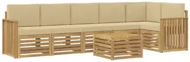 Lauko baldų komplektas Lauko sofos komplektas 7 vnt. 6 vietos Balta ir kreminė