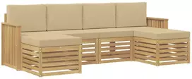 Lauko baldų komplektas Lauko sofos komplektas 6 vnt. 6 vietos Balta ir kreminė