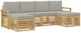 Lauko baldų komplektas Lauko sofos komplektas 6 vnt. 6 vietos Balta ir šviesiai pilka