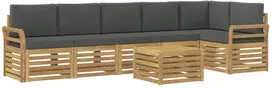 Lauko baldų komplektas Lauko sofos komplektas 7 vnt. 6 vietos Balta ir antracito