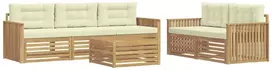 Lauko baldų komplektas Lauko sofos komplektas 6 vnt. 5 vietos Balta ir kreminė