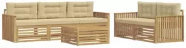 Lauko baldų komplektas Lauko sofos komplektas 6 vnt. 5 vietos Balta ir kreminė