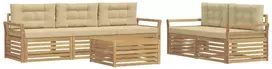 Lauko baldų komplektas Lauko sofos komplektas 6 vnt. 5 vietos Balta ir kreminė