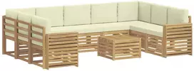Lauko baldų komplektas Lauko sofos komplektas 10 vnt. 9 vietos Balta ir kreminė