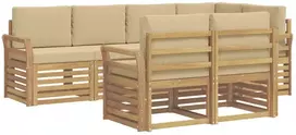 Lauko sofos komplektas 7 vnt. 7 vietos Balta ir kreminė