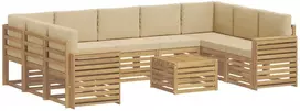 Lauko baldų komplektas Lauko sofos komplektas 10 vnt. 9 vietos Balta ir kreminė