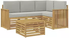 Lauko baldų komplektas Lauko sofos komplektas 5 vnt. 4 vietos Balta ir šviesiai pilka
