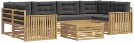 Lauko baldų komplektas Lauko sofos komplektas 7 vnt. 6 vietos Balta ir antracito