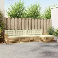 Lauko baldų komplektas Lauko sofos komplektas 5 vnt. 4 vietos Balta ir kreminė