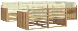 Lauko baldų komplektas Lauko sofos komplektas 7 vnt. 7 vietos Balta ir kreminė