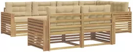 Lauko baldų komplektas Lauko sofos komplektas 7 vnt. 7 vietos Balta ir kreminė