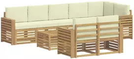 Lauko baldų komplektas Lauko sofos komplektas 9 vnt. 8 vietos Balta ir kreminė