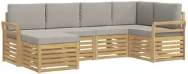 Lauko baldų komplektas Lauko sofos komplektas 6 vnt. 5 vietos Balta ir šviesiai pilka