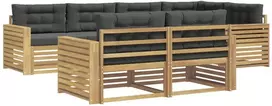 Lauko baldų komplektas Lauko sofos komplektas 7 vnt. 7 vietos Balta ir antracito